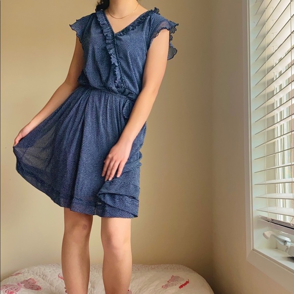 Mesh polka dot navy swing dress - Picture 3 of 3